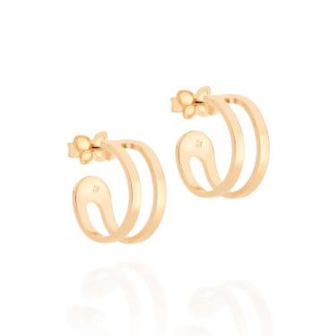 Imagem de Brinco Rommanel Meia Argola Com Aro Duplo Vazado 526254 Cor:Dourado, D