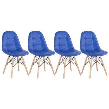 Imagem de Laraz Home Decor, Kit 4 Cadeiras Estofadas Eames Eiffel Botonê - Madei