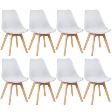 Imagem de Kit 8 Cadeiras Laráz Leda com Assento Estofado Branco - Laraz