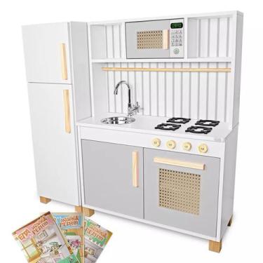 Imagem de Cozinha Infantil Retro com Geladeira Kit Livro Educativo - Eita Casa P