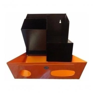 Imagem de Lixeira Coletora para Descarte de Pilhas e Baterias 7,7L Metal Abertura Manual para Parede Preto Laranja