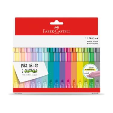 Imagem de Marca-texto Faber-Castell Grifpen com Corpo Triangular Ergonômico Ponta Chanfrada Traço...