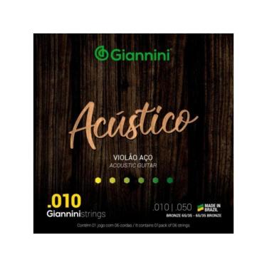 Imagem de Encordoamento Para Violão Aço .010 Giannini Geswam Acústico