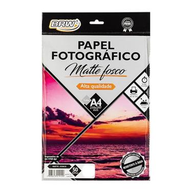 Imagem de Papel Fotográfico BRW Matte A4 180G com Secagem Instantânea para Impressora Jato de Tin...