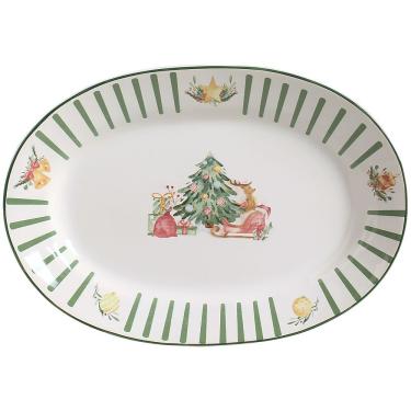 Imagem de Travessa Média Natal dos Duendes para Servir em Cerâmica Resistente para Mesa Posta Temática Scalla