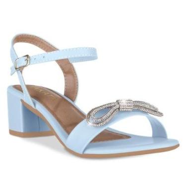 Imagem de Sandalia Feminina Casual Salto Baixo Bloco Grosso Confortável Moda Laço Brilho Strass F...