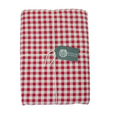 Imagem de Toalha de Mesa Redonda Xadrez Vermelha Tecido Nobre - 6 Lugares - Poma