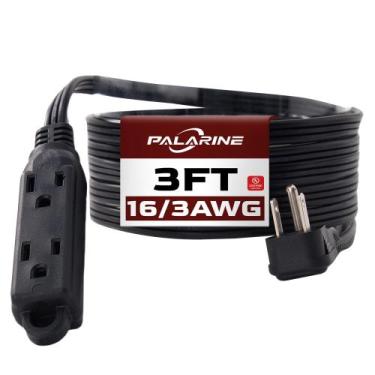 Imagem de Cabo de extensão PALARINE Flat Plug, 3 saídas, 3 pés, calibre 16, pret