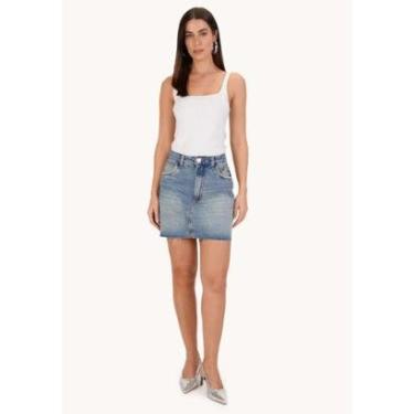 Imagem de Saia Jeans Curta Comfort Cintura Alta-Feminino
