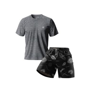 Imagem de Conjunto Masculino Short Estampado Praia E Camiseta Dry Academia Verão Básica Casual-Ma...