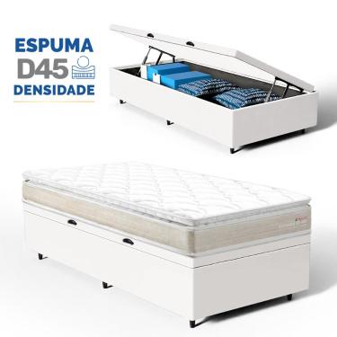 Imagem de Cama Box Baú com Colchão de Espuma D45 Pillow Top Ortopédico Domo Solteiro 88cm