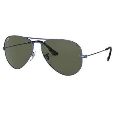 Imagem de Óculos De Sol Ray-Ban RB3025 9187/31 62 Aviator Large Metal, Azul aço