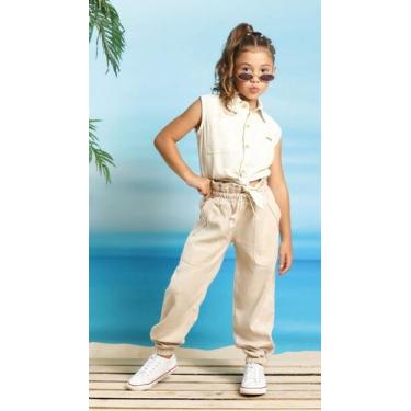 Imagem de Calça jogger menina modinha infantil - Lessa Kids, Bege, 4