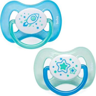Imagem de Kit 2 Chupetas Comfort Buba Texturizada Tam 2 Foguete Azul, Azul, Únic
