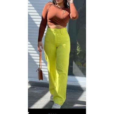 Imagem de Calça amarela em jeans com elastano tamanho 42 - loja ciça