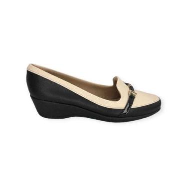 Imagem de Sapato Loafer Feminino Casual Salto Anabela Médio Confortável Piccadil