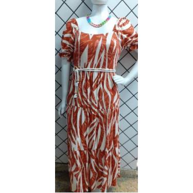 Imagem de Vestido Longo Estampado Tamanho GG Toda Bela