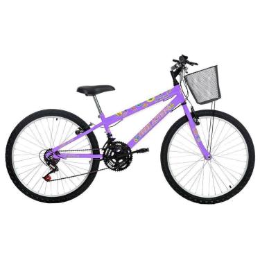 Imagem de Bicicleta Donna Mountain Bike Aro 24 Quadro Aço 18 Marchas V-Brake Lilás Free Action