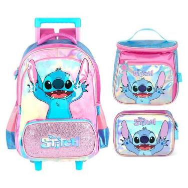 Imagem de Kit mochila carrinho infantil 2 em 1 17 , lancheira térmica e estojo e