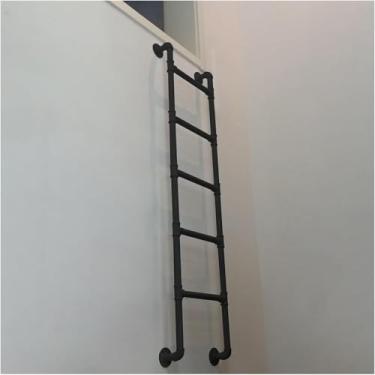 Imagem de Janela do porão Egress escada, 100 120 140 160 180 200 cm Lada do sótão de ferro forjado com acessórios, escada de campista redonda, carrega 150kg