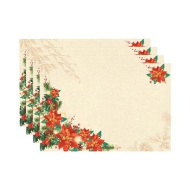 Imagem de Sousplats De Natal Em Linho Com Tema Papai Noel 20x25cm Decorações Par