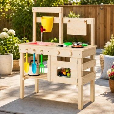 Imagem de Cozinha de Brincar ao Ar Livre doowroodni Mud Kitchen com Torneira