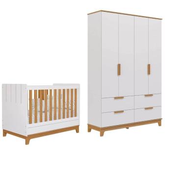 Imagem de Kit Berço Americano e Guarda Roupa infantil Pistache 100%MDF