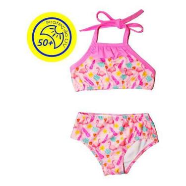 Imagem de Biquini Infantil Moda Praia Verão Flamingo Proteção Uv50 1a7 - ANJO DA