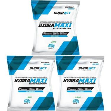 Imagem de Kit 3X Hydramaxi Isotônico em Pó - 400g Refil Limão - Sudract Nutritio
