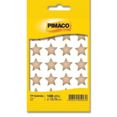 Imagem de Etiqueta adesiva estrela tp18 com 100un ouro pimaco