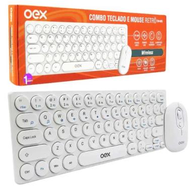 Imagem de Kit Teclado E Mouse Sem Fio Branco Retro Oex Slim Pop Silent
