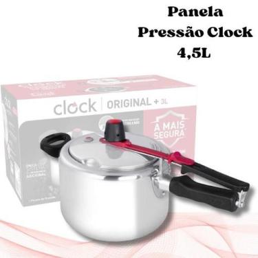 Imagem de Panela de Pressão Clock 4,5L Alumínio Polido Cozinha Rápida e Segura