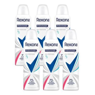 Imagem de Kit 6 Desodorante Rexona Sem Perfume Aerosol Antitranspirante 72h 150m