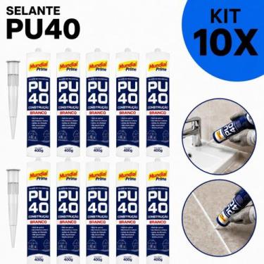 Imagem de Kit 10 Adesivo Selante PU 40 Branco Mundial Prime 400ML, Único