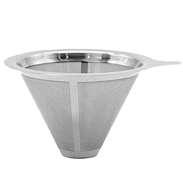 Imagem de Filtro de café de aço inoxidável, funil de filtros de camada dupla multiuso, filtro de tampa de aço inoxidável, coador de café com gotejamento lento, ferramentas reutilizáveis para café