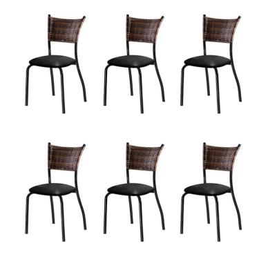 Imagem de Conjunto com 6 Cadeiras Espanha IV Preto 89 cm