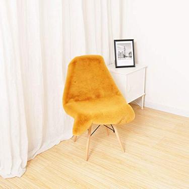 Imagem de Tapetes falsos curtos, formato irregular, tapete de cabeceira de pelúcia felpudo grosso e antiderrapante para quarto, chão, sala de estar, sala de estudos, banheiro, varanda, quarto das crianças, amarelo, 6090 cm