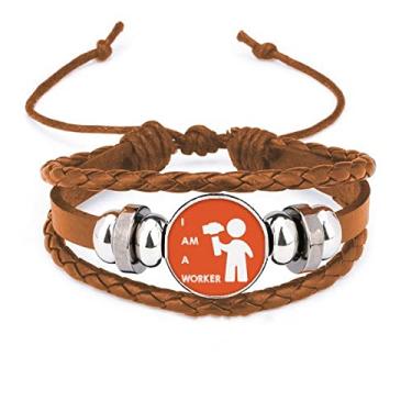 Imagem de un brand Pulseira de trabalho Hammer Worker Force Position com ornamento de joias de couro