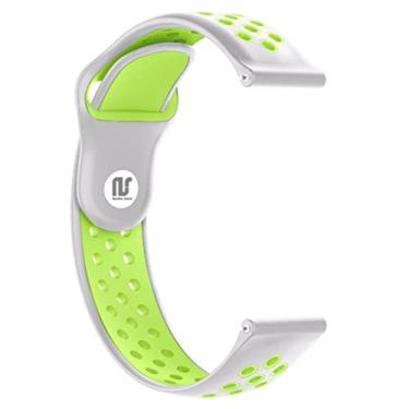 Imagem de Pulseira Nandos-Store compatível com Amazfit GTR 42MM / GTS 2 / GTS 2 mini (Cinza com verde NK)