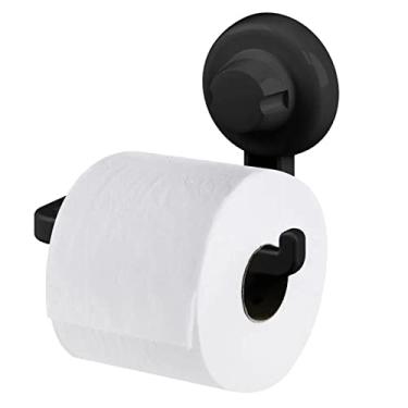 Imagem de Suporte Porta Papel Higiênico De parede Com Ventosa Banheiro Lavabo Preto - 405PT Future