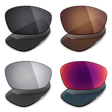 Imagem de 4 pares de lentes polarizadas de substituição Mryok para óculos de sol Oakley Straight Jacket 2007 – Stealth Black/Bronze Brown/Silver Titanium/Midnight Sun