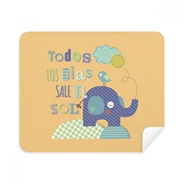 Imagem de Pano de limpeza de tela listrado elefante pássaro desenho animal amarelo limpador de tela 2 peças tecido de camurça