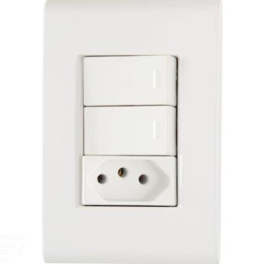 Imagem de Conjunto 4x2 com 2 Interruptores Simples 10 A 250 V e 1 Tomada 2P+T 20 A 250 V Tramontina Liz Branco Tramontina