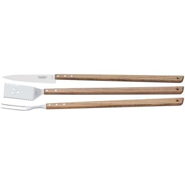 Imagem de Jogo para Churrasco Tramontina em Aço Inox e Madeira 3 peças Tramontina