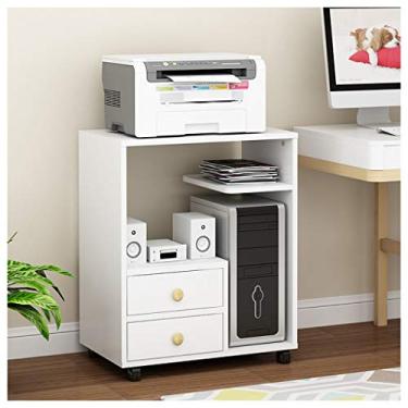 Imagem de Suporte de impressora Suporte de impressora de mesa móvel Suporte de impressora multifuncional Landing Office Desktop Case Rack de armazenamento de colocação Impressora de mesa Suporte de impressora de armazenamento para mesa (Cor: B)