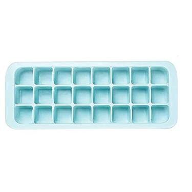 Imagem de Bandeja de cubo de gelo molde de cubo de gelo com tampa silicone azul rosa ferramenta de frutas máquina de sorvete bandeja de cubo de gelo barra reutilizável acessórios de cozinha molde de cubo de gelo (cor: um azul)
