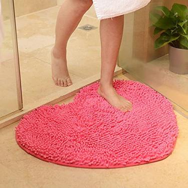 Imagem de SHENGANG Decoração de casa Fofo 48x58cm Amor Forma Coração Tapetes de Banho Antiderrapantes Conjunto de Carpetes para Banheiro Tapetes de Banho Tapetes de Banheiro, Rosa Vermelha, 60x70cm