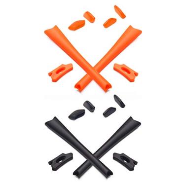 Imagem de Mryok 2 pares de kits de substituição para fones de ouvido Oakley Flak Jacket/Flak Jacket XLJ/Flak Jacket Óculos de sol ajuste asiático - Laranja e preto