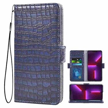 Imagem de DIIGON Capa de telefone carteira Folio capa para BlackBerry KEYONE, capa de couro PU premium slim fit para KEYONE, 1 slot de moldura para foto, fácil de abrir, azul