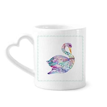 Imagem de Caneca colorida de pássaro aquarela café cerâmica copo de coração de vidro